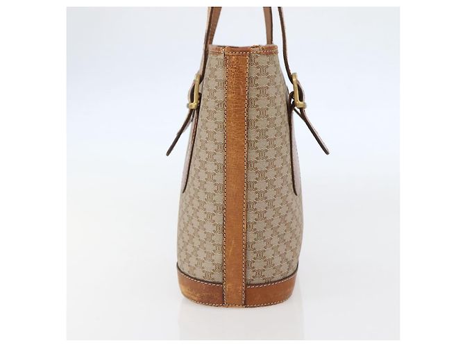 Céline CELINE Macadam Canvas Tote Bag PVC Beige Gold Auth 143582 Golden - Ansicht 4