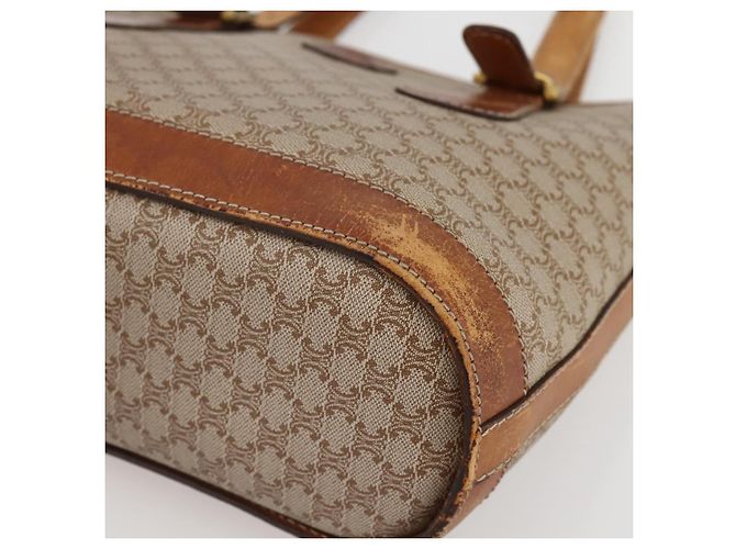 Céline CELINE Macadam Canvas Tote Bag PVC Beige Gold Auth 143582 Golden - Ansicht 9