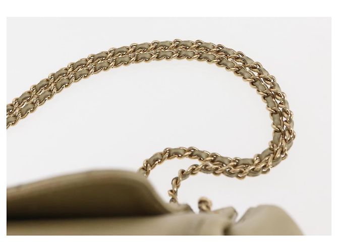 CHANEL Borsa a Spalla Choco Bar in Pelle con Catena Dorata CC Auth 145942 D'oro - vista 14