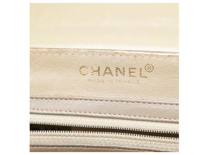 CHANEL Borsa a Spalla Choco Bar in Pelle con Catena Dorata CC Auth 145942 D'oro - vista 18