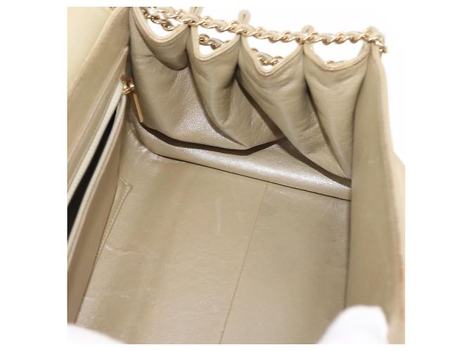 CHANEL Borsa a Spalla Choco Bar in Pelle con Catena Dorata CC Auth 145942 D'oro - vista 19