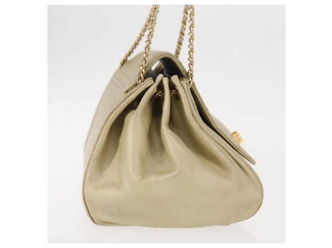 CHANEL Borsa a Spalla Choco Bar in Pelle con Catena Dorata CC Auth 145942 D'oro - vista 4