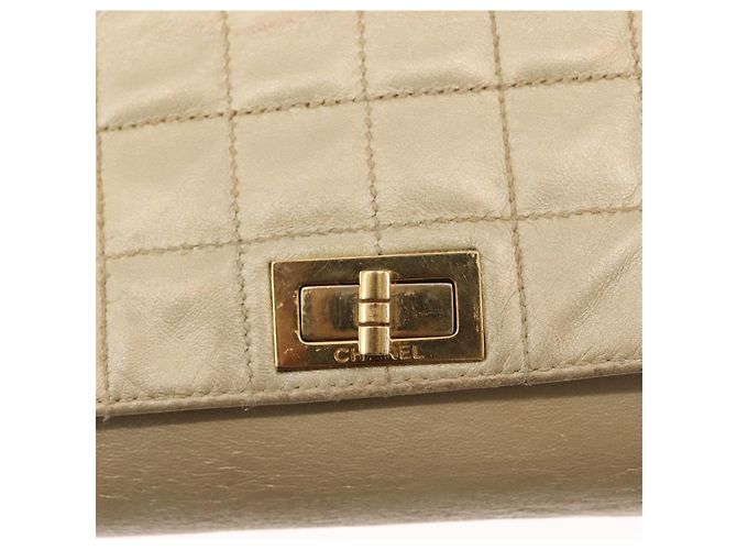 CHANEL Borsa a Spalla Choco Bar in Pelle con Catena Dorata CC Auth 145942 D'oro - vista 9