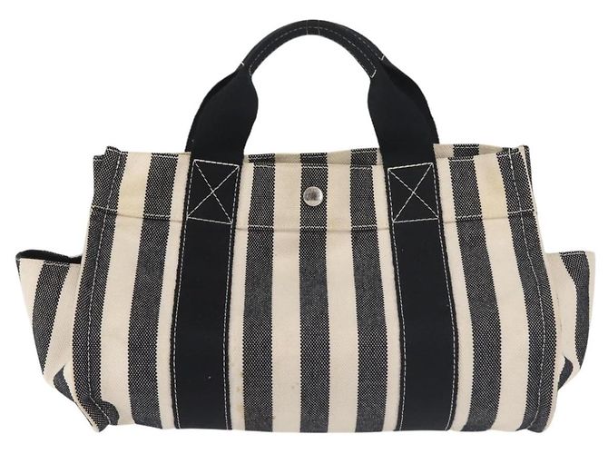 Hermès HERMES Cannes PM Borsa a Mano Tela Bianca Nera Auth hk3009 Nero Bianco - vista 13