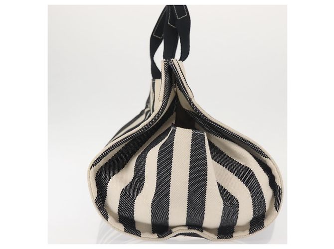 Hermès HERMES Cannes PM Borsa a Mano Tela Bianca Nera Auth hk3009 Nero Bianco - vista 4