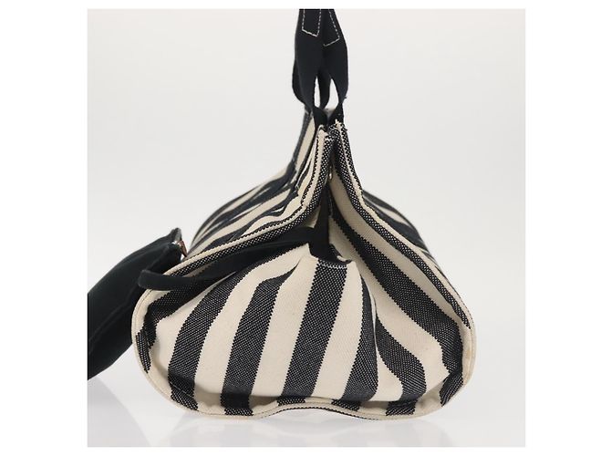 Hermès HERMES Cannes PM Borsa a Mano Tela Bianca Nera Auth hk3009 Nero Bianco - vista 5