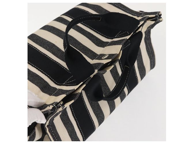 Hermès HERMES Cannes PM Borsa a Mano Tela Bianca Nera Auth hk3009 Nero Bianco - vista 7