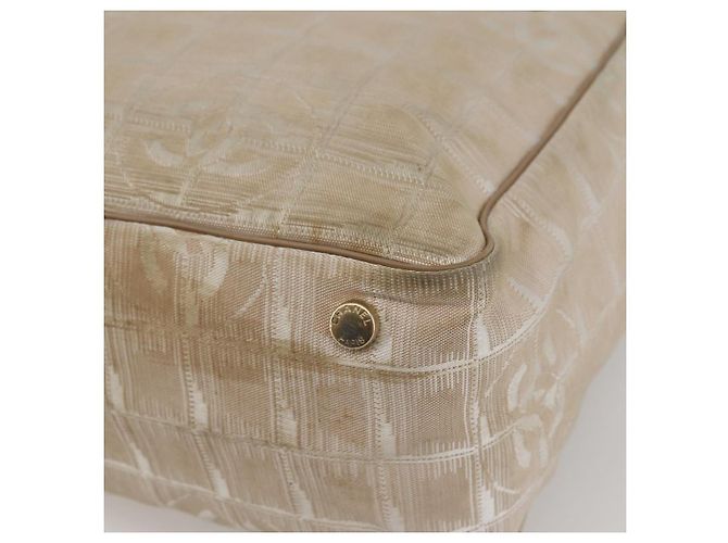 CHANEL Nuova Borsa Tote da Viaggio Nylon Beige Oro CC Auth 145082 D'oro - vista 15