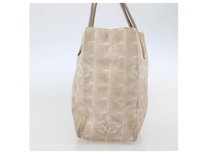 CHANEL Nuova Borsa Tote da Viaggio Nylon Beige Oro CC Auth 145082 D'oro - vista 3