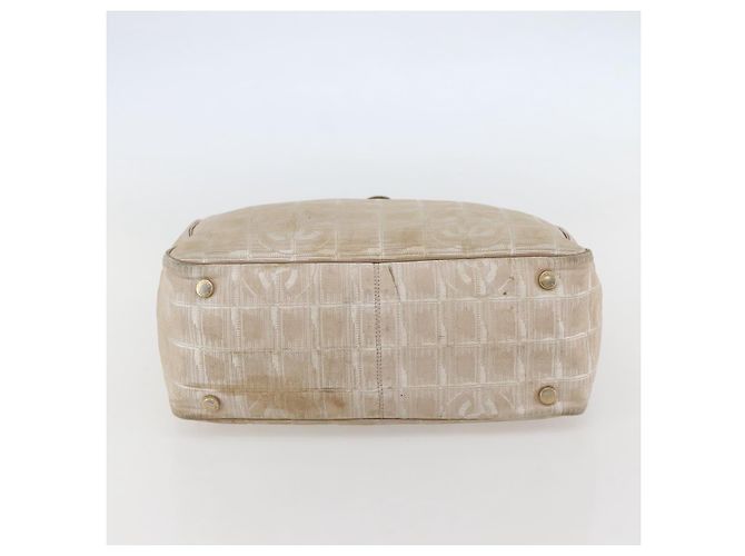 CHANEL Nuova Borsa Tote da Viaggio Nylon Beige Oro CC Auth 145082 D'oro - vista 5