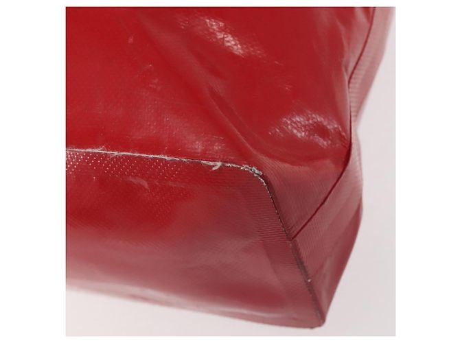 CHANEL Bolsa Tote Impermeable de Vinilo Roja CC Auth mr1520 - vista 10