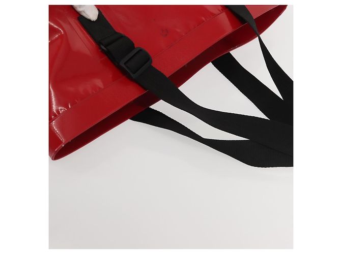 CHANEL Bolsa Tote Impermeable de Vinilo Roja CC Auth mr1520 - vista 6
