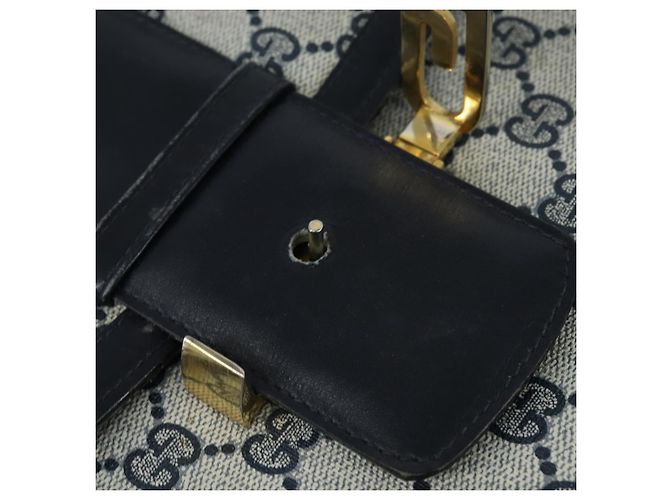 Gucci Borsa a Spalla GG Supreme PVC Blu Navy Oro Auth 150027 D'oro - vista 15