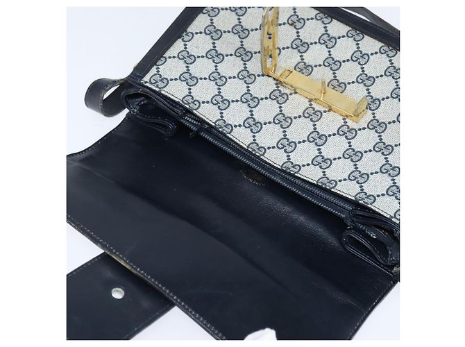 Gucci Borsa a Spalla GG Supreme PVC Blu Navy Oro Auth 150027 D'oro - vista 16