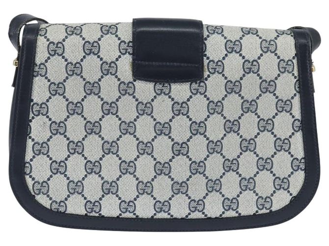 Gucci Borsa a Spalla GG Supreme PVC Blu Navy Oro Auth 150027 D'oro - vista 3