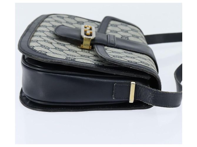 Gucci Borsa a Spalla GG Supreme PVC Blu Navy Oro Auth 150027 D'oro - vista 5