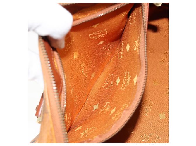 Borsa Boston MCM Logogram Vicetos in pelle PVC 2 in 1 marrone oro Auth gh1077 D'oro - vista 22