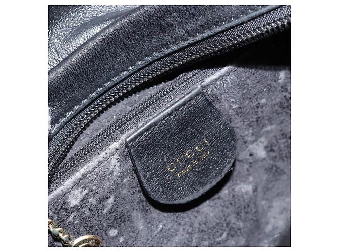 Borsa a Mano in Pelle Gucci Bamboo Nera Oro 000 1014 0575 Auth 149974 Nero D'oro - vista 15