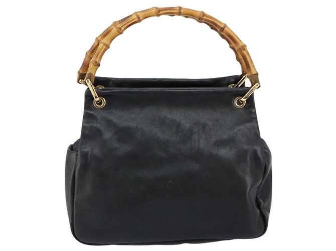 Borsa a Mano in Pelle Gucci Bamboo Nera Oro 000 1014 0575 Auth 149974 Nero D'oro - vista 2