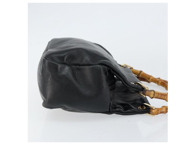 Borsa a Mano in Pelle Gucci Bamboo Nera Oro 000 1014 0575 Auth 149974 Nero D'oro - vista 4