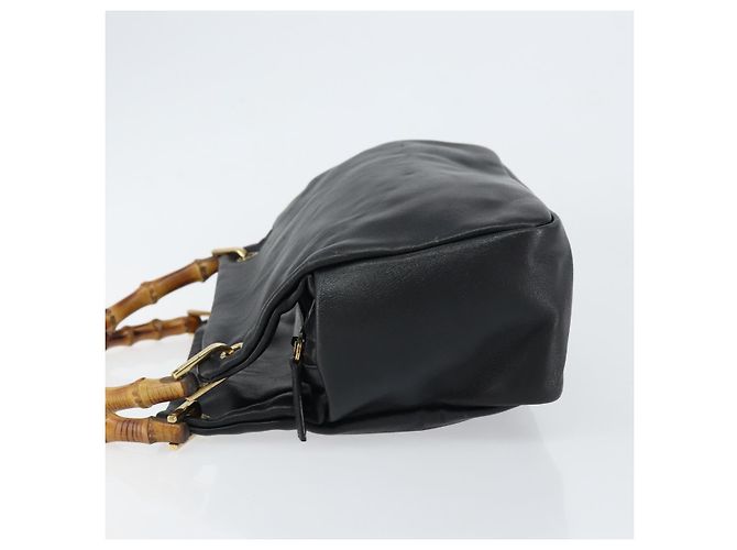 Borsa a Mano in Pelle Gucci Bamboo Nera Oro 000 1014 0575 Auth 149974 Nero D'oro - vista 5