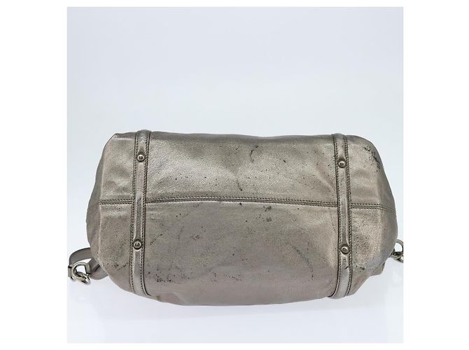Borsa a mano in pelle Gancini Salvatore Ferragamo 2 in 1 Argento Auth bs30477 - vista 11