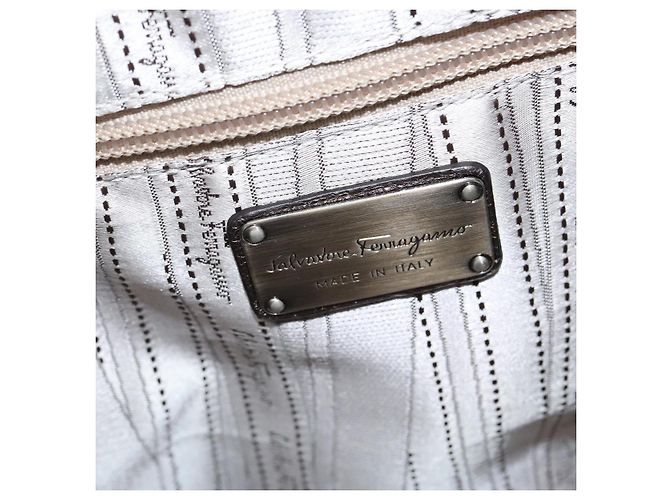 Borsa a mano in pelle Gancini Salvatore Ferragamo 2 in 1 Argento Auth bs30477 - vista 16