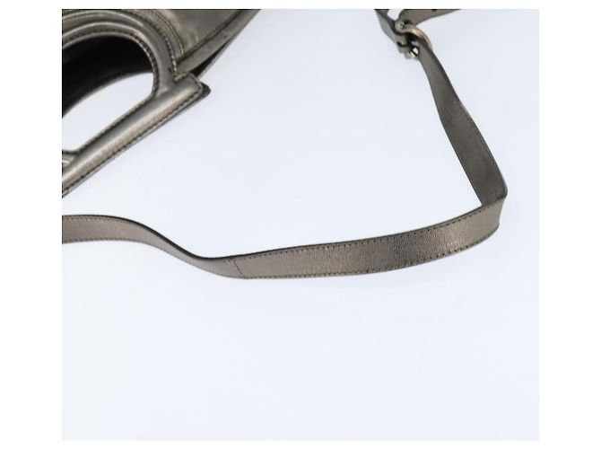 Borsa a mano in pelle Gancini Salvatore Ferragamo 2 in 1 Argento Auth bs30477 - vista 9