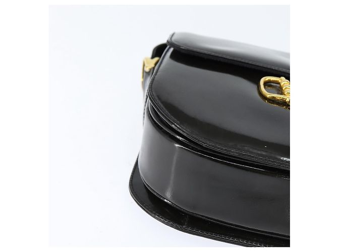 Borsa a Spalla CÉLINE Carrozza Smalto Nero Oro Auth 149158 D'oro - vista 10