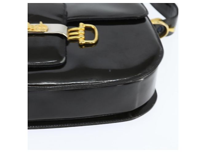 Borsa a Spalla CÉLINE Carrozza Smalto Nero Oro Auth 149158 D'oro - vista 11