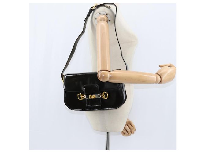 Borsa a Spalla CÉLINE Carrozza Smalto Nero Oro Auth 149158 D'oro - vista 22