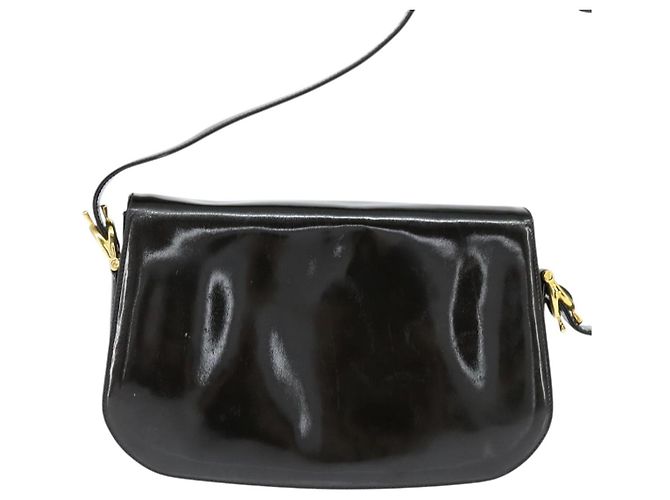 Borsa a Spalla CÉLINE Carrozza Smalto Nero Oro Auth 149158 D'oro - vista 3