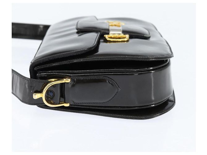 Borsa a Spalla CÉLINE Carrozza Smalto Nero Oro Auth 149158 D'oro - vista 4