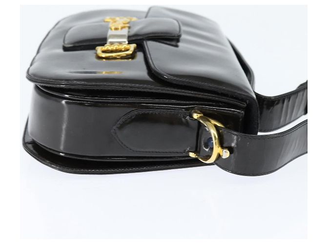 Borsa a Spalla CÉLINE Carrozza Smalto Nero Oro Auth 149158 D'oro - vista 5