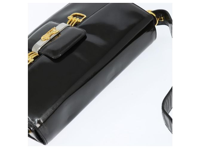 Borsa a Spalla CÉLINE Carrozza Smalto Nero Oro Auth 149158 D'oro - vista 6