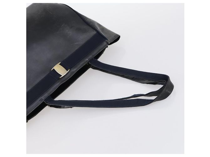 Borsa a Spalla Salvatore Ferragamo Vala in Pelle 2Set Marrone Blu Navy Auth 147275 - vista 5