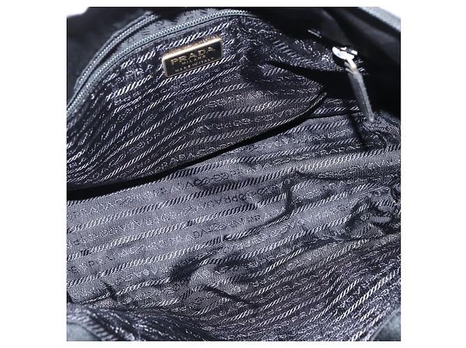 Borsa Tote PRADA Nylon Nero Argento Auth bs30431 - vista 11