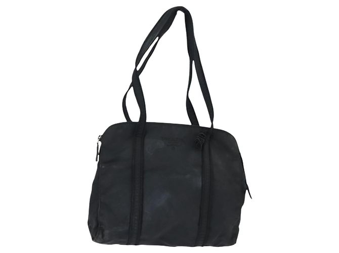 Borsa Tote PRADA Nylon Nero Argento Auth bs30431 - vista 13