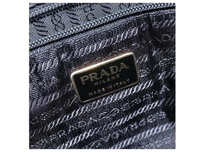 Borsa Tote PRADA Nylon Nero Argento Auth bs30431 - vista 18