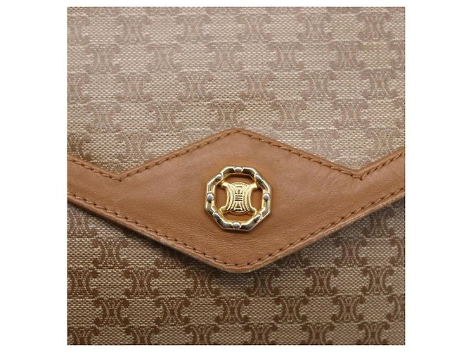 Céline Borsa a Spalla in Tela Macadam CELINE PVC Beige Oro Auth 149041 D'oro - vista 14