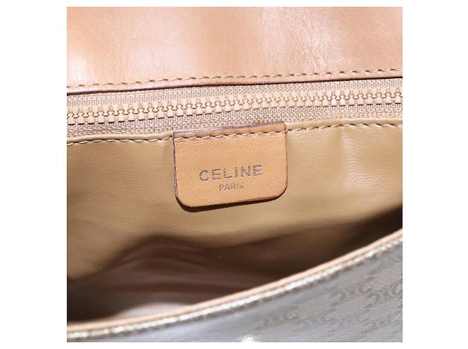 Céline Borsa a Spalla in Tela Macadam CELINE PVC Beige Oro Auth 149041 D'oro - vista 15