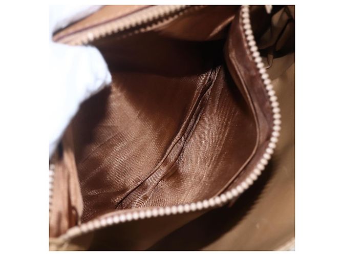 Céline Borsa a Spalla in Tela Macadam CELINE PVC Beige Oro Auth 149041 D'oro - vista 20