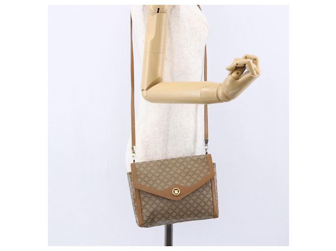 Céline Borsa a Spalla in Tela Macadam CELINE PVC Beige Oro Auth 149041 D'oro - vista 22