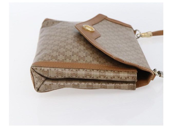 Céline Borsa a Spalla in Tela Macadam CELINE PVC Beige Oro Auth 149041 D'oro - vista 5