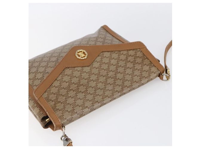 Céline Borsa a Spalla in Tela Macadam CELINE PVC Beige Oro Auth 149041 D'oro - vista 6