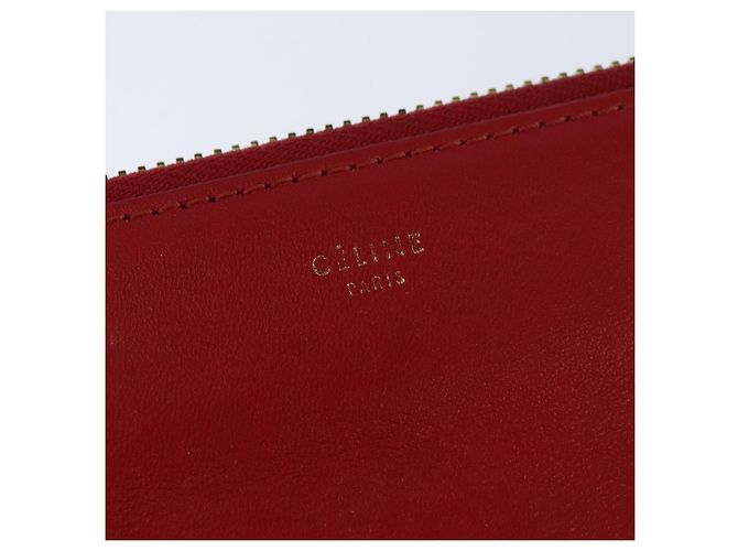 Céline Borsa a Spalla CELINE Trio in Pelle Rossa e Oro Auth fm4933 Rosso D'oro - vista 14