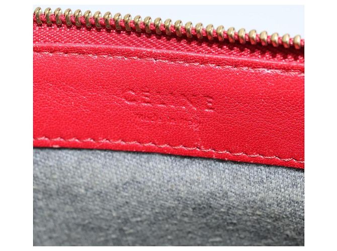 Céline Borsa a Spalla CELINE Trio in Pelle Rossa e Oro Auth fm4933 Rosso D'oro - vista 15