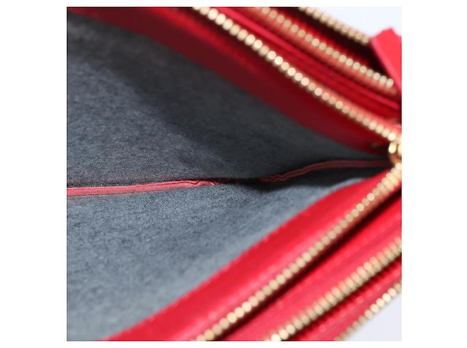 Céline Borsa a Spalla CELINE Trio in Pelle Rossa e Oro Auth fm4933 Rosso D'oro - vista 21