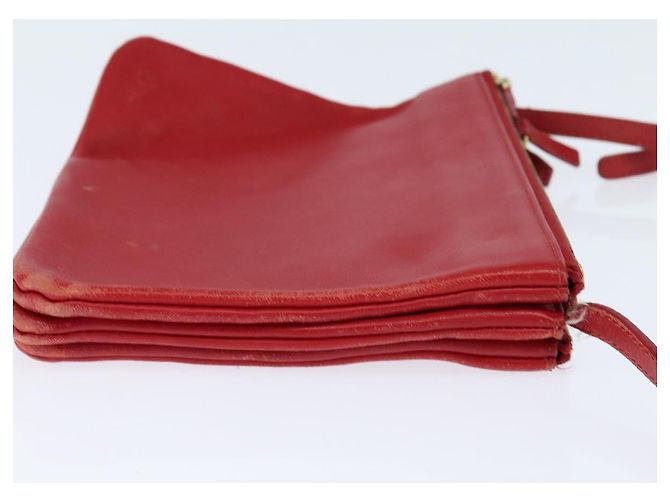 Céline Borsa a Spalla CELINE Trio in Pelle Rossa e Oro Auth fm4933 Rosso D'oro - vista 5