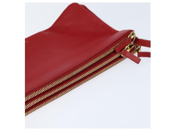 Céline Borsa a Spalla CELINE Trio in Pelle Rossa e Oro Auth fm4933 Rosso D'oro - vista 6